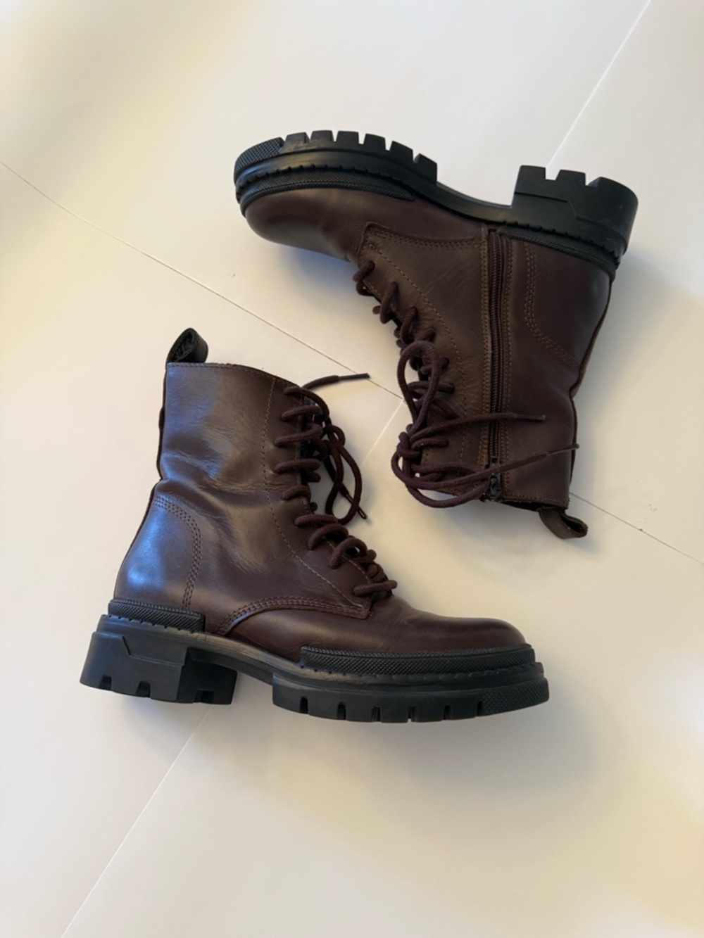 Steve Madden Jamisyn ankle zip up boot Dark Brown Lace-Up Sz 7.5